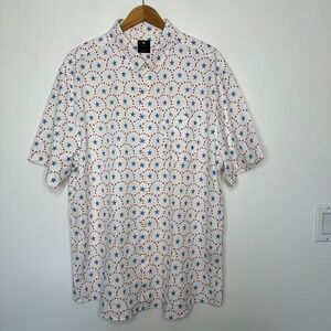 Visive Button Down Shirt Sz 2XL White Blue Red Stars Novelty Print